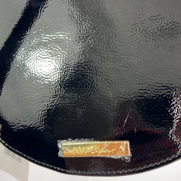 BETSEY JOHNSON HALLOWEEN “ BAT” BLACK PATENT LEATHER CROSSBODY BAG PURSE NWT - Picture 7 of 8